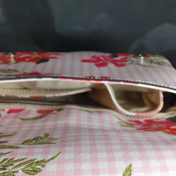 GUESS Crossbody Purse Pink Gingham Pattern Floral 1981 Handbag - Picture 10 of 12